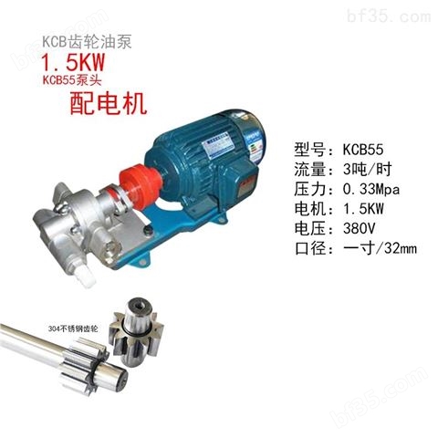 KCB系列稀油泵卧式不锈钢齿轮油泵